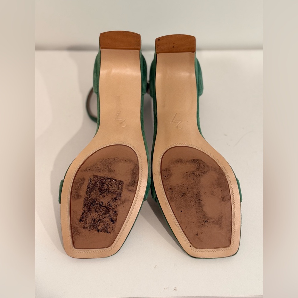 NATURALIZER 27 Edit Iriss Green Suede Leather Sandal Heel Sz 9.5 B 40.5 - Picture 8 of 10